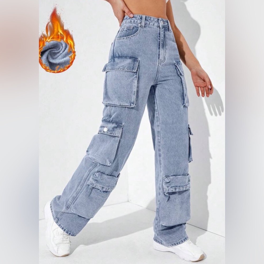 Women's Blue Cargo Jeans